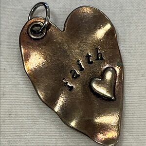 Tarnished Heart Pendant with 'Faith' Inscription